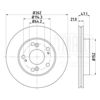 Диск тормозной передний TRIALLI DF230107