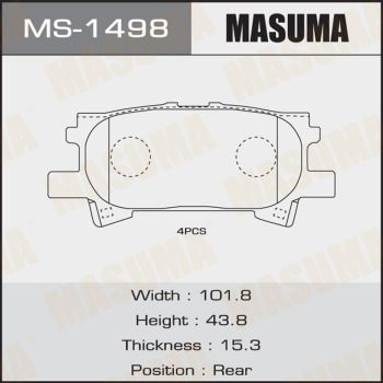 Колодки тормозные дисковые Masuma MS1498