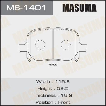 Колодки тормозные дисковые Masuma MS1401