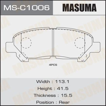 Колодки тормозные дисковые Masuma MSC1006