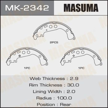 Колодки тормозные барабанные Masuma MK2342