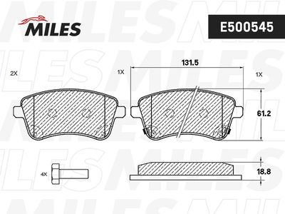 Колодки тормозные передние Miles E500545