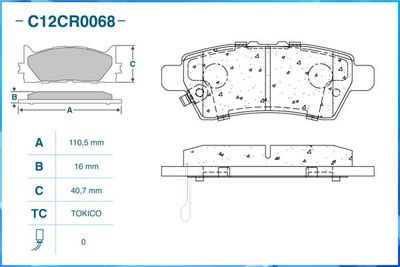 Колодки тормозные задние CWORKS C12CR0068