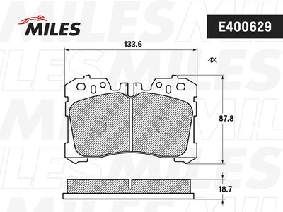 Колодки тормозные передние Miles E400629