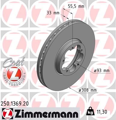 Диск тормозной ZIMMERMANN 250136920