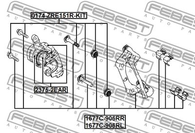 Скоба суппорта задняя правая FEBEST 1677C906RR