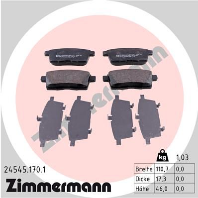Колодки тормозные дисковые ZIMMERMANN 245451701