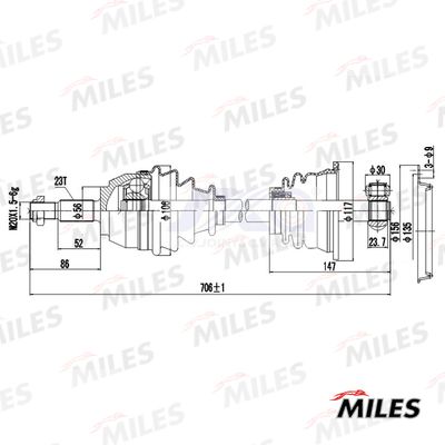 Привод в сборе левый Miles GC01109