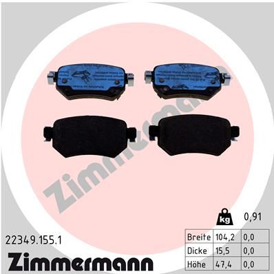 Колодки тормозные дисковые ZIMMERMANN 223491551