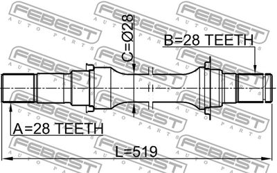 Полуось правая FEBEST 2212CAR