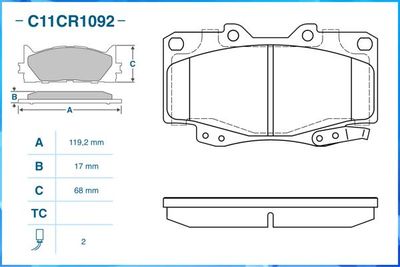 Колодки тормозные передние CWORKS C11CR1092