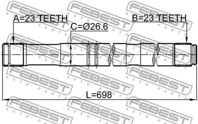 Полуось правая FEBEST 0112ZZT251RH