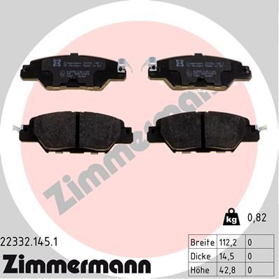 Колодки тормозные дисковые задние ZIMMERMANN 223321451