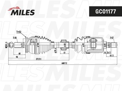 Привод в сборе левый Miles GC01177