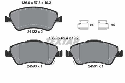 Комплект колодок для дискового тормоза TEXTAR 2412201