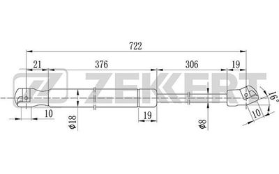 Пружина газовая капота Zekkert GF2078