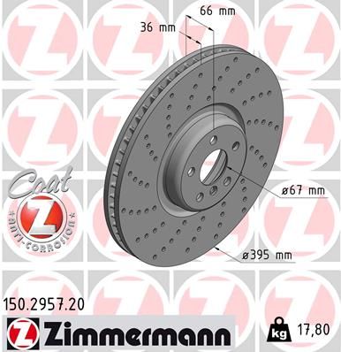 Диск тормозной ZIMMERMANN 150295720