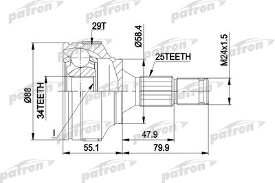 ШРУС наружный комплект PATRON PCV1302