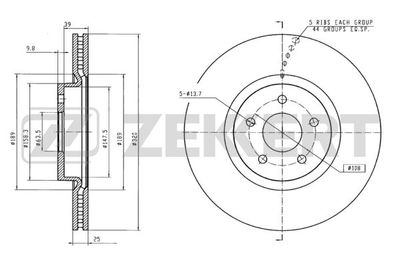 Диск тормозной передний Zekkert BS6005
