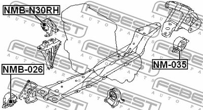 Сайлентблок правой подушки двигателя гидравлический FEBEST NMBN30RH