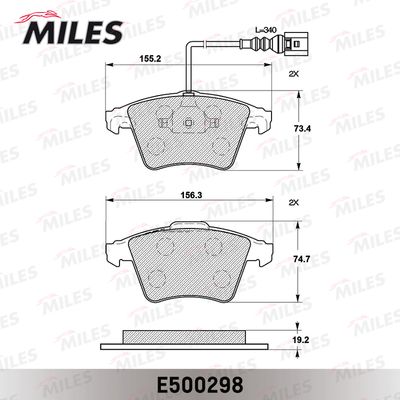 Колодки тормозные передние Miles E500298