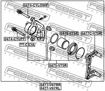 Суппорт тормозной задний левый FEBEST 0477V97RL