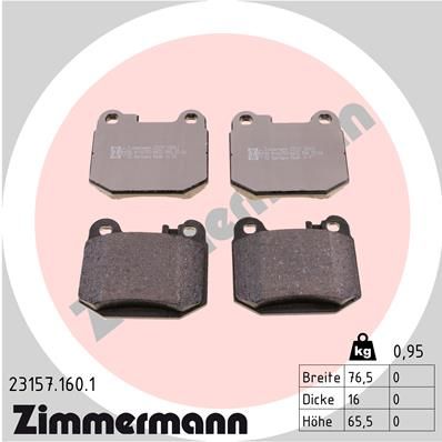 Колодки тормозные дисковые комплект ZIMMERMANN 231571601