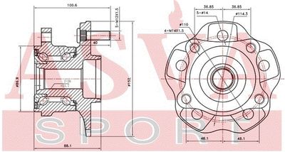 Ступица задняя ASVA TYWHGYL15R