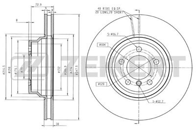 Диск тормозной передний Zekkert BS6125