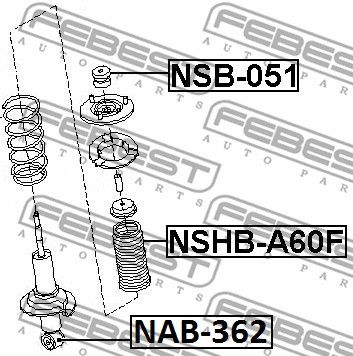 Сайлентблок переднего амортизатора FEBEST NAB362