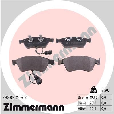 Колодки тормозные дисковые ZIMMERMANN 238852052