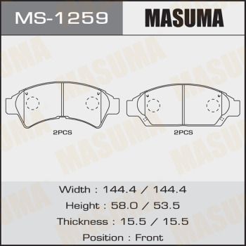 Колодки тормозные передние Masuma MS1259