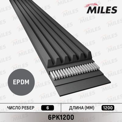 Ремень поликлиновой Miles 6PK1200
