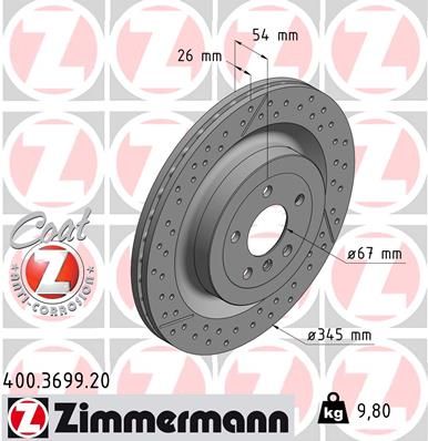Диск тормозной ZIMMERMANN 400369920