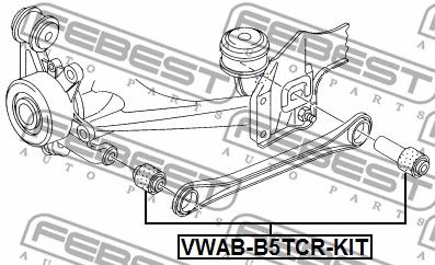 Сайлентблок задней поперечной тяги комплект FEBEST VWABB5TCRKIT