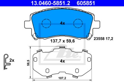 Колодки тормозные дисковые ATE 13046058512