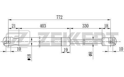 Пружина газовая багажника Zekkert GF1457