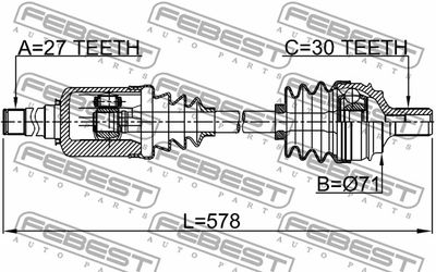 Привод передний правый FEBEST 1614221FRH