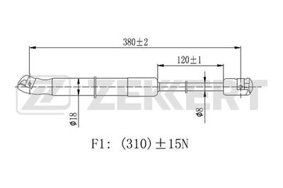 Пружина газовая капота Zekkert GF2452