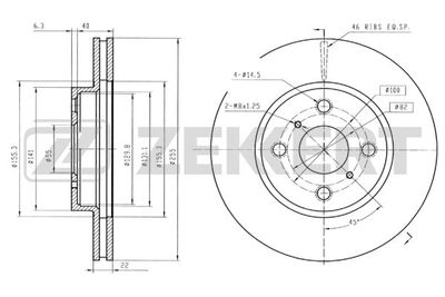 Диск тормозной передний Zekkert BS5723