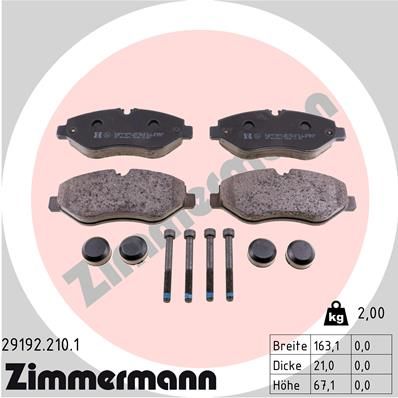 Колодки тормозные дисковые ZIMMERMANN 291922101