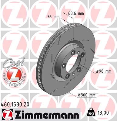 Диск тормозной передний левый ZIMMERMANN 460158020