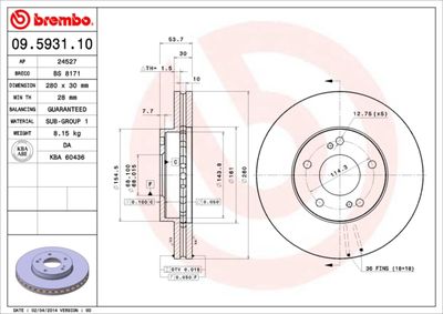 Диск тормозной BREMBO 09593110