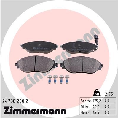 Колодки тормозные передние ZIMMERMANN 247382002