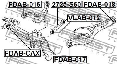 Сайлентблок рычага подвески задней FEBEST FDAB016