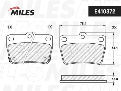 Колодки тормозные задние Miles E410372