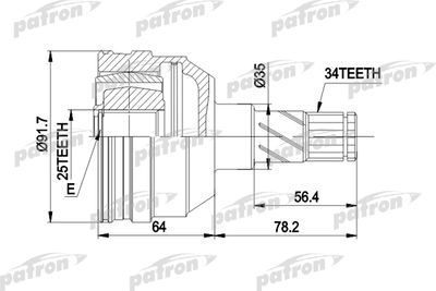 ШРУС внутренний PATRON PCV2253