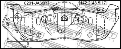 Колодки тормозные задние FEBEST 0201JA60R