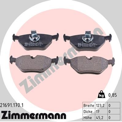 Колодки тормозные задние ZIMMERMANN 216911701