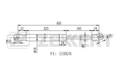 Пружина газовая багажника Zekkert GF1998